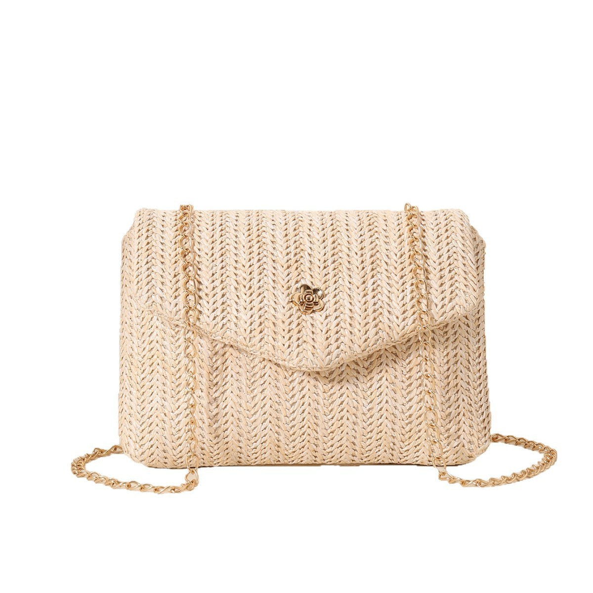 Women's Style Trendy Straw Flip Magnetic Snap Small Square Bags