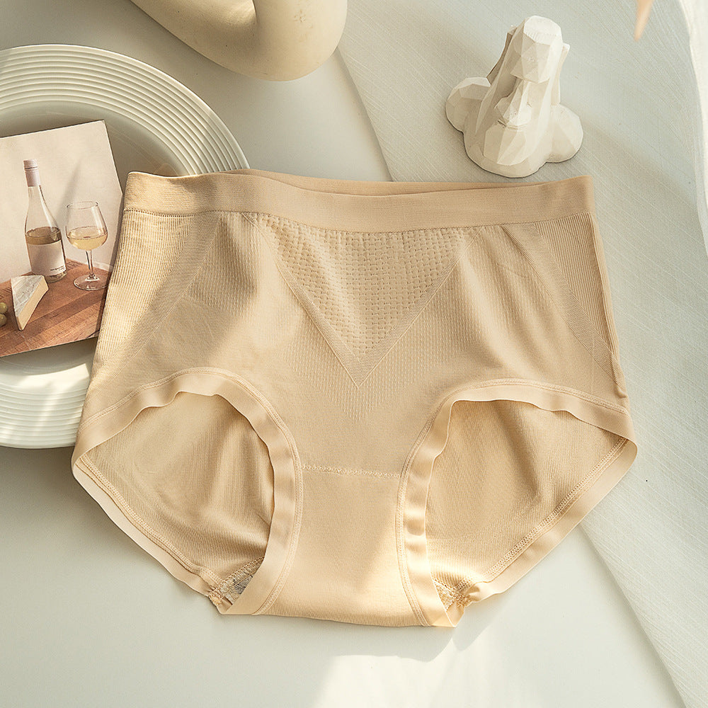 Women's Seamless Mid Waist Briefs Nylon Hyaluronic Acid Antibacterial Panties