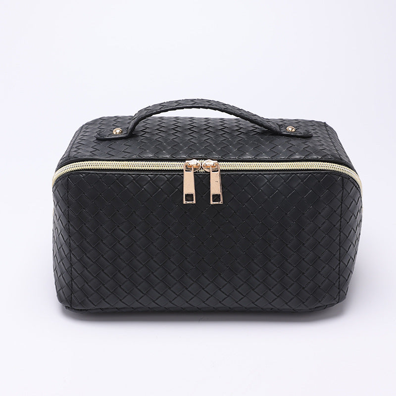 File Pillow Large Capacity Woven Pattern Portable Storage Waterproof Makeup Bag