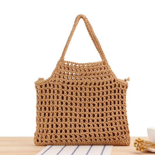 Summer Mori Artistic Natural Cotton Thread Hand-woven Mesh Fishnet Vacation Bags