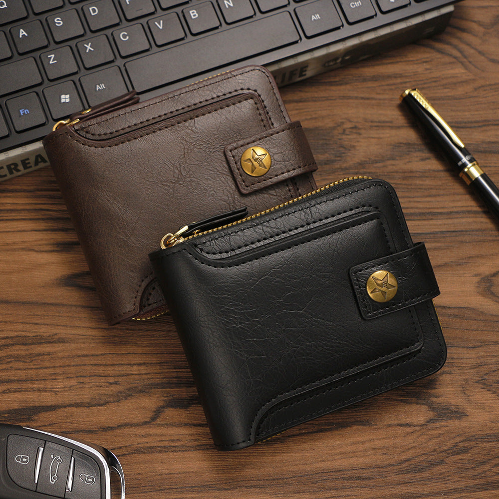 Men's High-grade Retro Zipper Change Storage Hot Men's Wallets