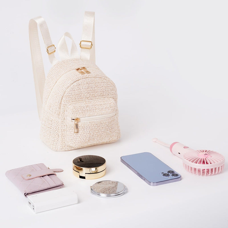 Women's Simple Street Trendy Straw Fashionable Woven Backpacks