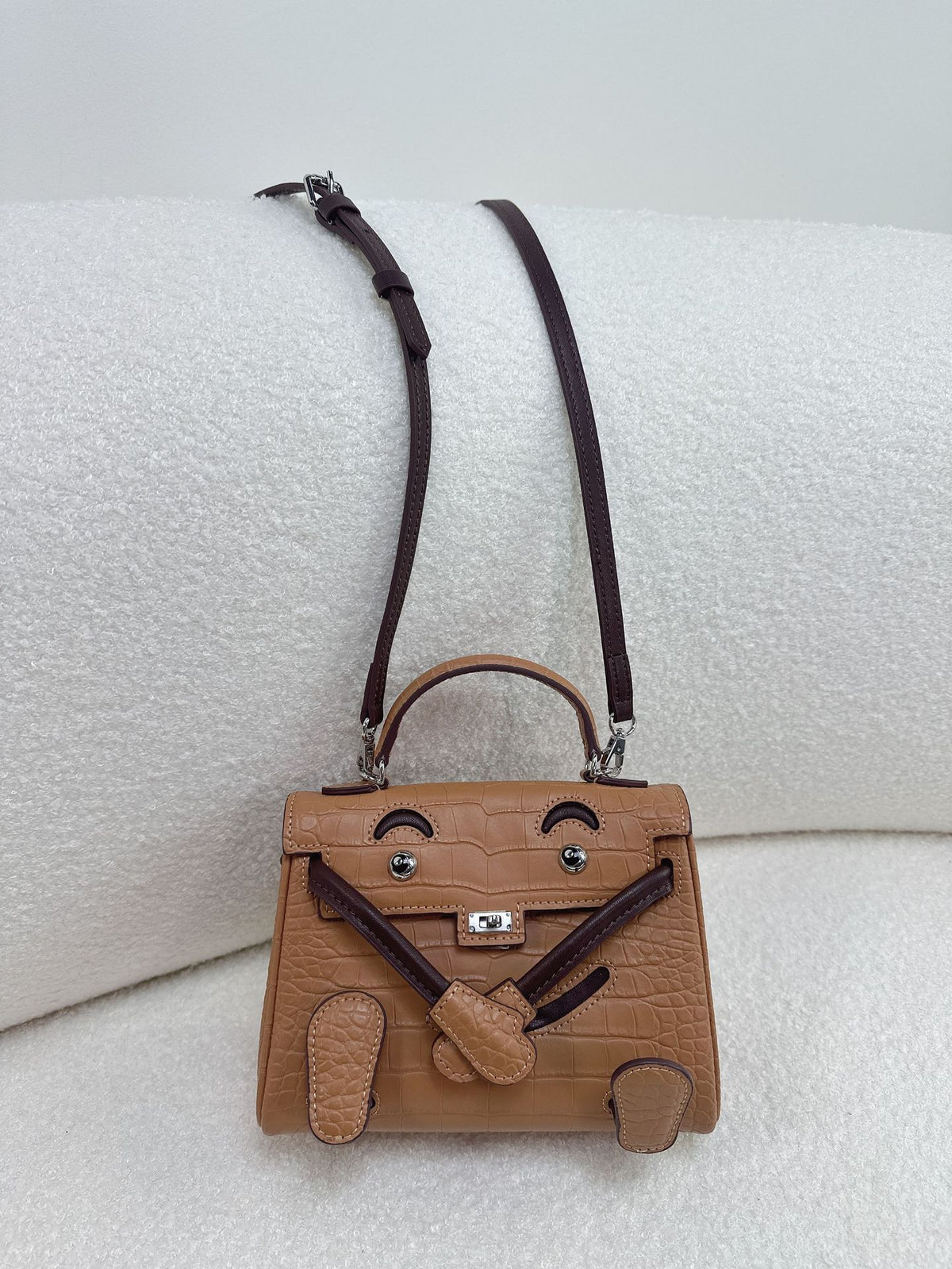 Crocodile Pattern Cowhide Millennium Doll Kelly Mini Bags