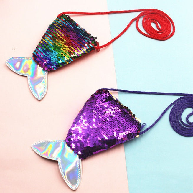 Women's & Children's & Mermaid Lanyard Fish Tail Two-color Coin Purses