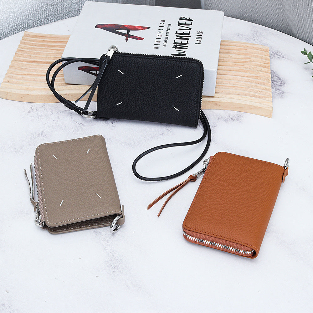 Women's Halter Short Multiple Slots Zipper Leather Ladies Wallet
