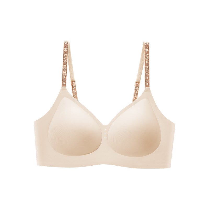 Glittering Colorful Letter Shoulder Strap Seamless Underwear Camellia Everyday Bras