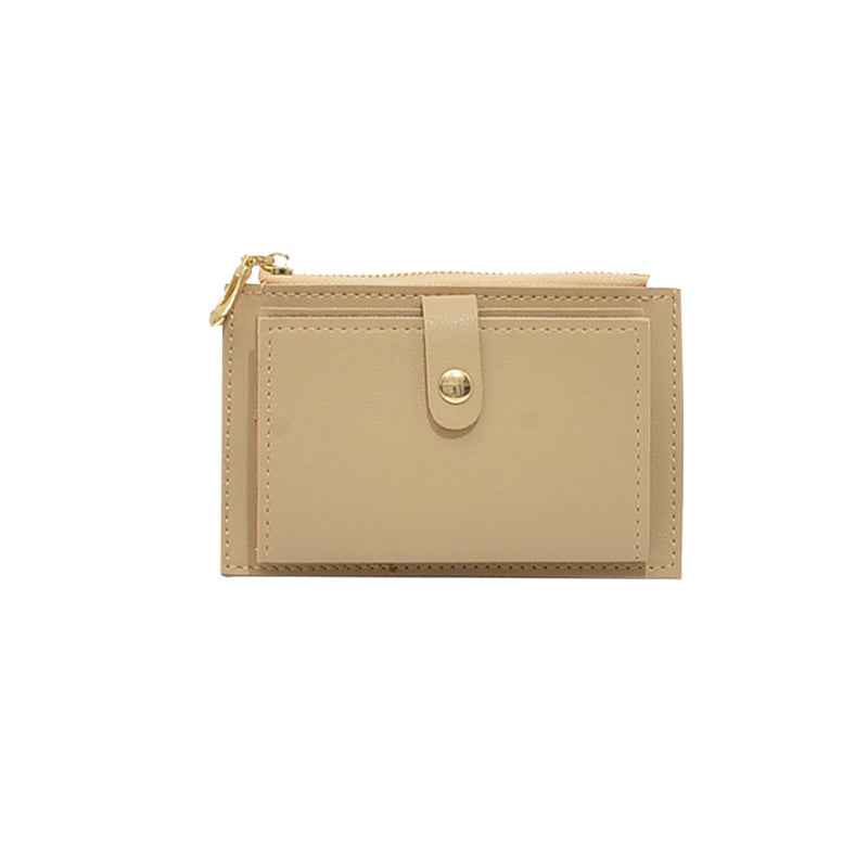 Women's Short Korean Style Minimalist Thin Zipper Hasp Multiple Purses