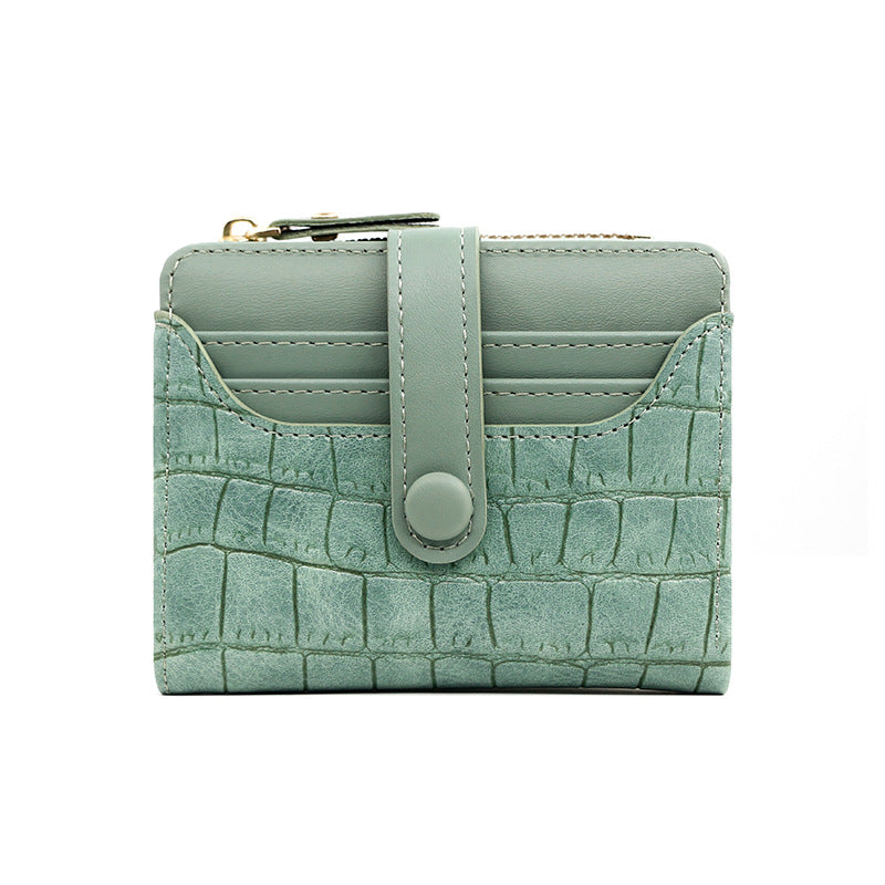 Women's Korean Crocodile Pattern Short Thin Large Ladies Wallet