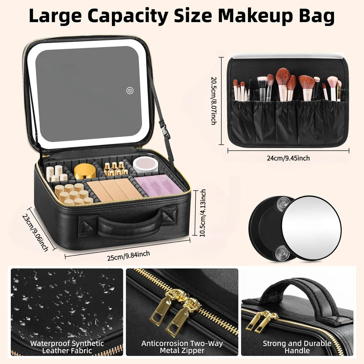With Mirror City Simple Artist Light Cosmetic Cases