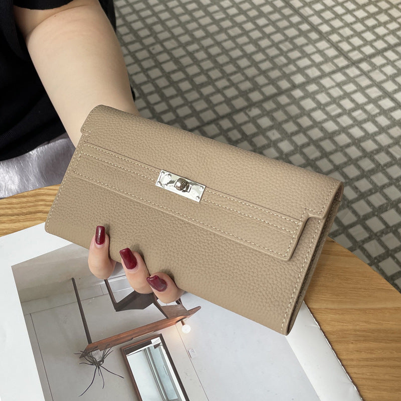 Women's First Layer Cowhide Clutch Real Leather Long High Ladies Wallet