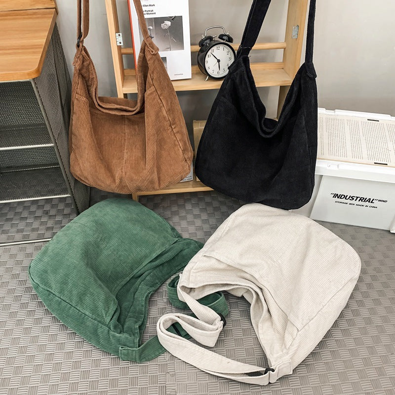Style Large Capacity Corduroy Idle College Women's Messenger Bag