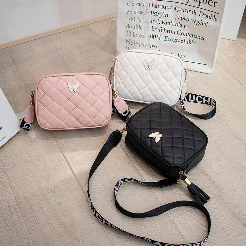 Stylish Pretty Women's Diamond Plaid Tassel Bags