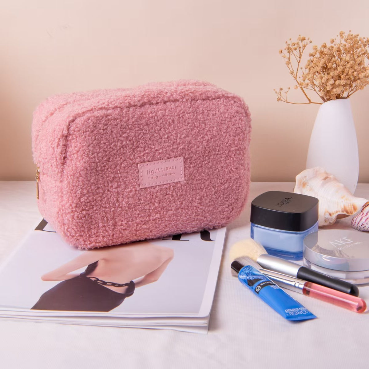 Plush Nordic Portable Skin Care Toiletry Storage Cosmetic Bags