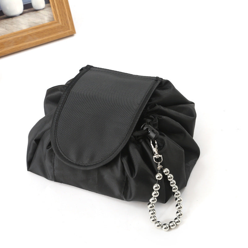 Molding Lazy Storage Black Satin Cosmetics Large Capacity Makeup Bag