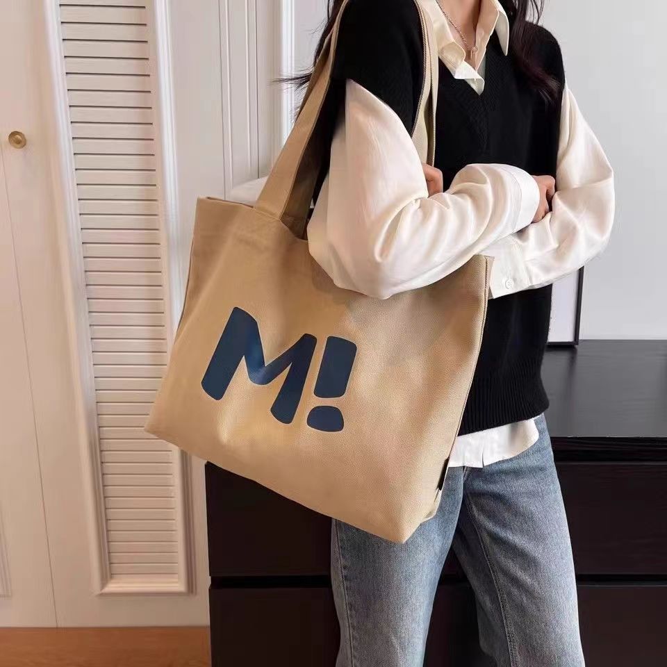 Women's Canvas Large Capacity Solid Supermarket Shopping Simple Bags