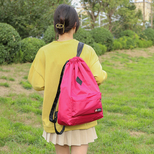 Women's Drawstring Pocket Lightweight Nylon Gymnastic Valise Travel Bags