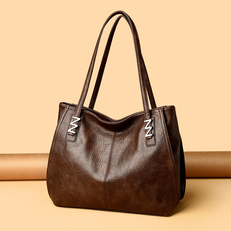 High Sense Soft Leather Mother Large Women's Shoulder Bag