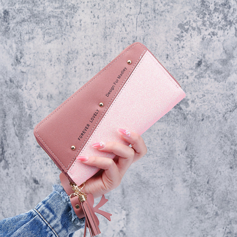 Women's Korean Stitching Contrast Color Tassel Wild Ladies Wallets