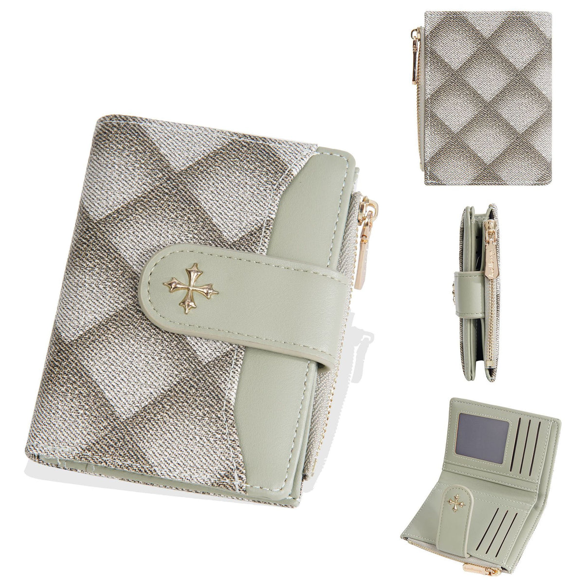Women's No Short Diamond Pattern Hasp Zipper High Ladies Wallet