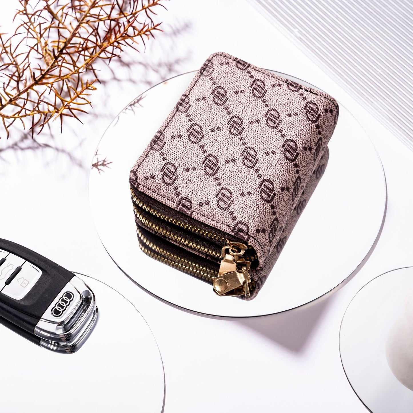 Women's Crocodile Pattern Organ Double Zipper Fashion Large Card Holder