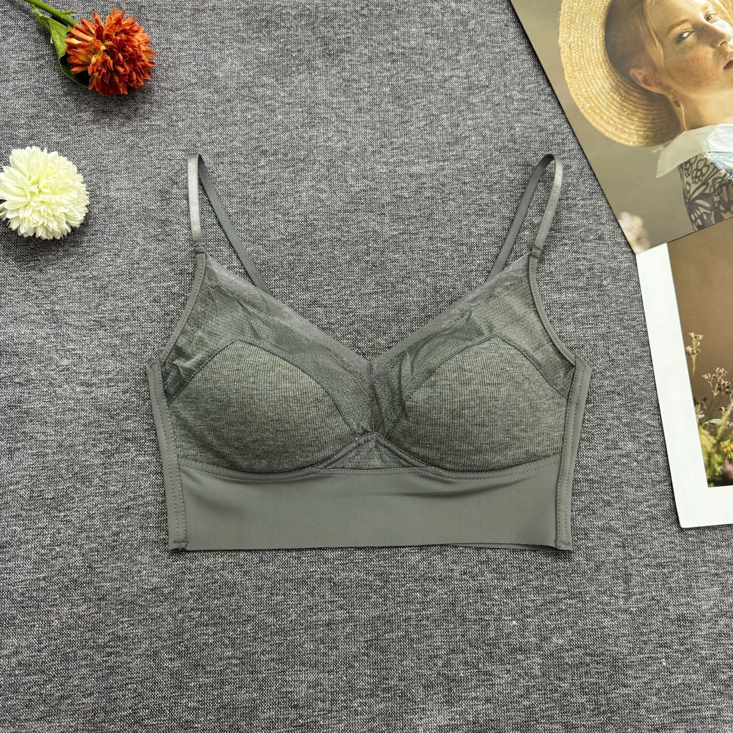 Women's Lace Beautiful Back Fixed Cup Underwear Backless One-piece Push Tanks Camis