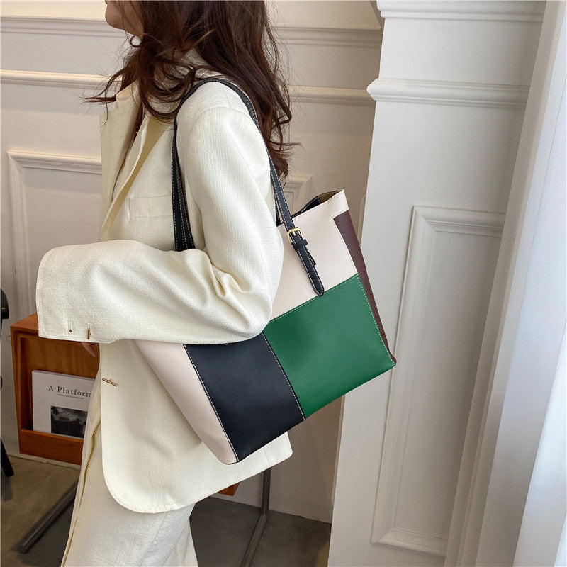 Women's Fashion Stitching Candy Color Western Style Soft Surface Handbags