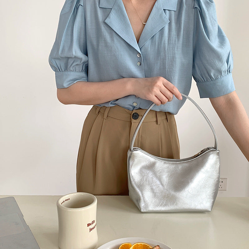 Women's Sier Commuter Underarm Solid Color Simple Fashion Handbags