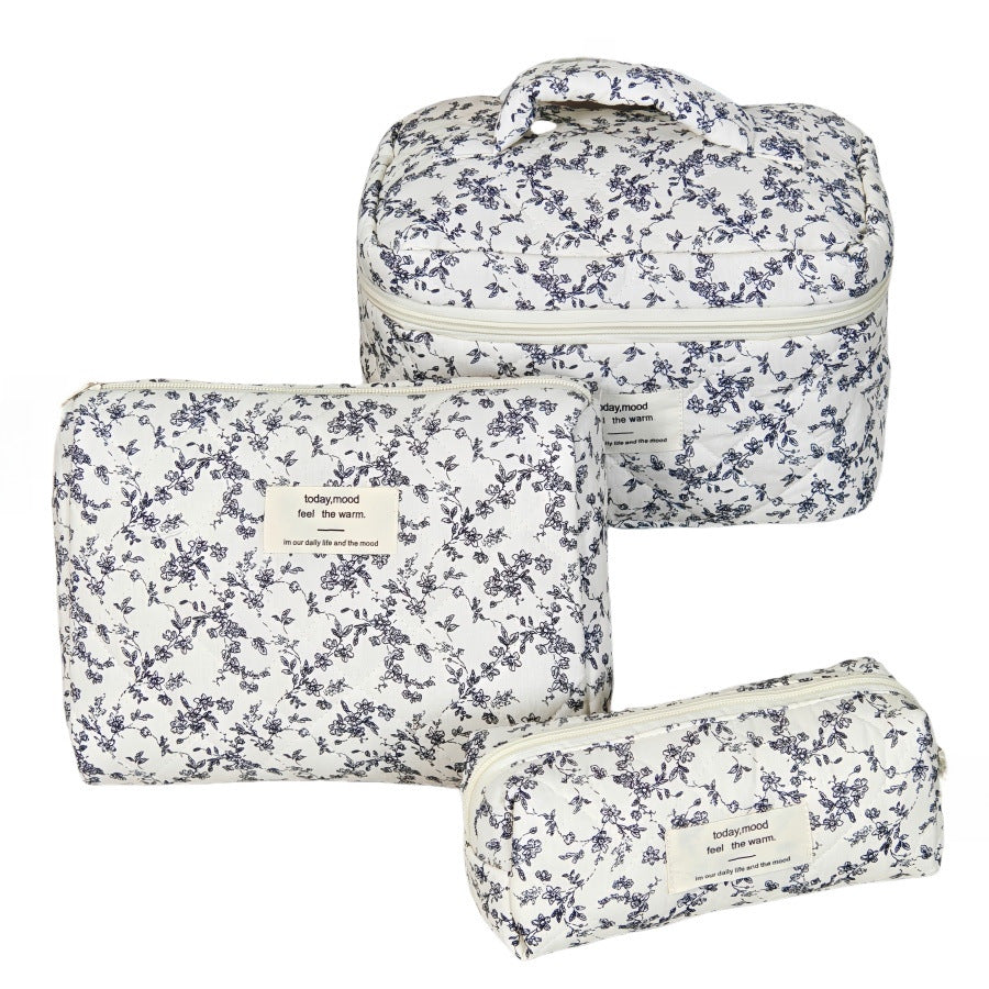 Large Capacity Portable Floral Cosmetics Storage Cosmetic Bags