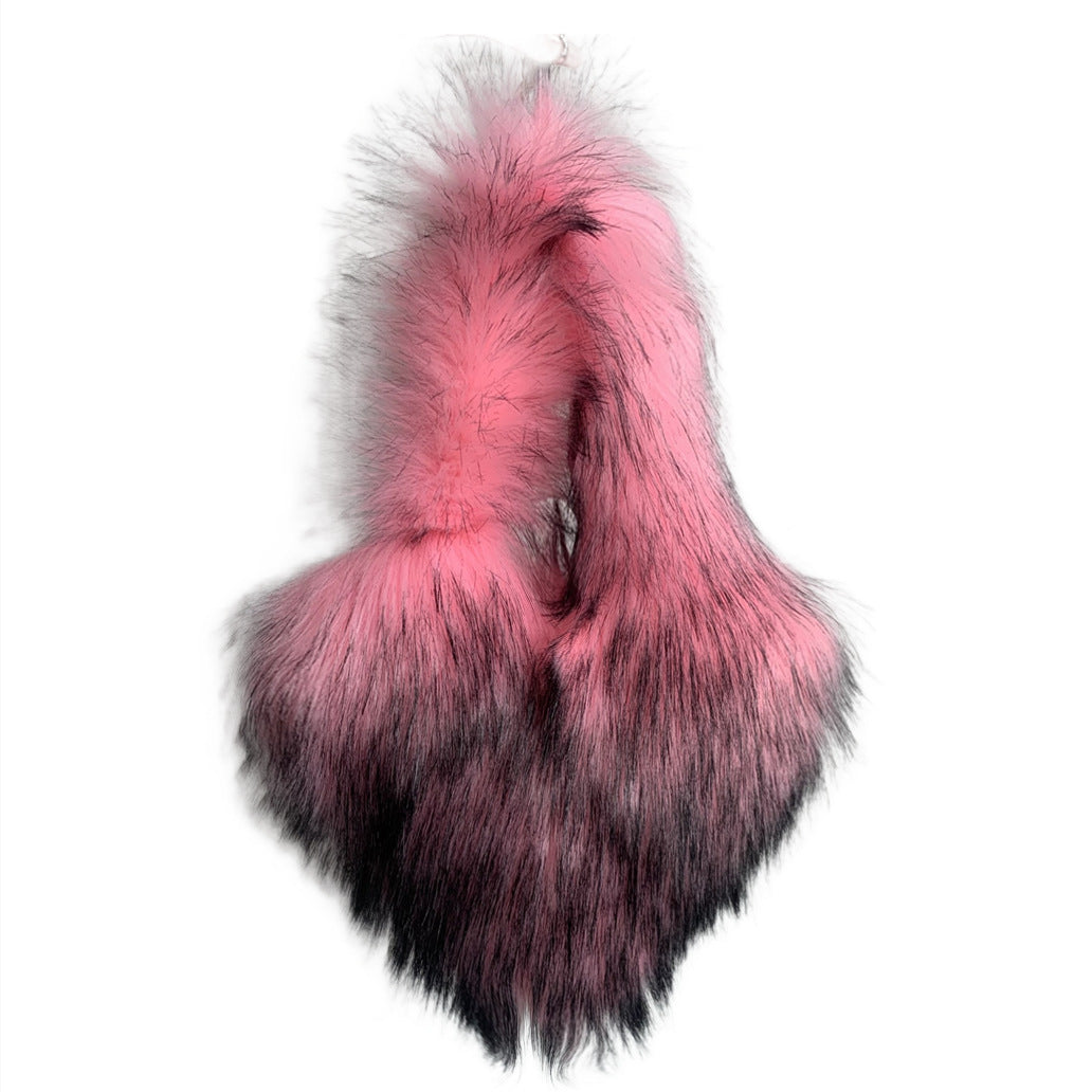 Children's Size Heart Imitation Raccoon Fur Plush Handbags