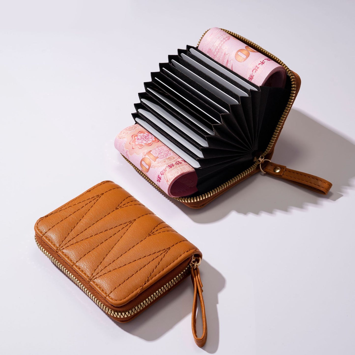 Women's Embroidery Thread Macaron Candy Color Classic Style Expanding Card Holder