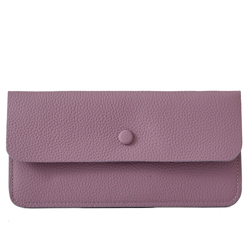 Women's Envelope Yellow Long Cowhide Clutch Leather Bags