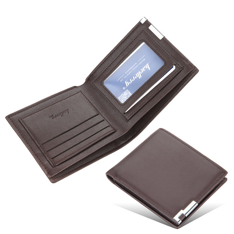 Men's Short Thin Iron Edge Korean Fashion Green Horizontal Card Holder