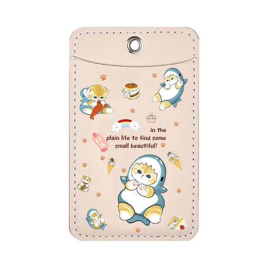 Leather Double Meal Badge Bus Pass Protective Card Holder