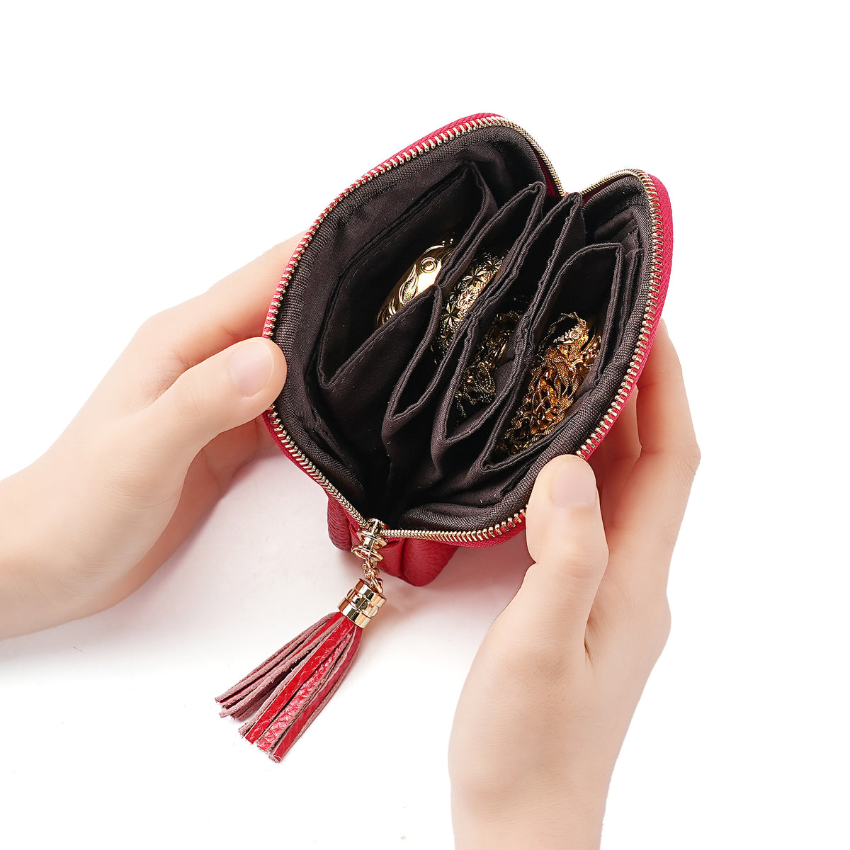 Women's Jewelry Storage Gold Necklace Bracelet Earrings Pendant Texture Buggy Genuine Ladies Wallet
