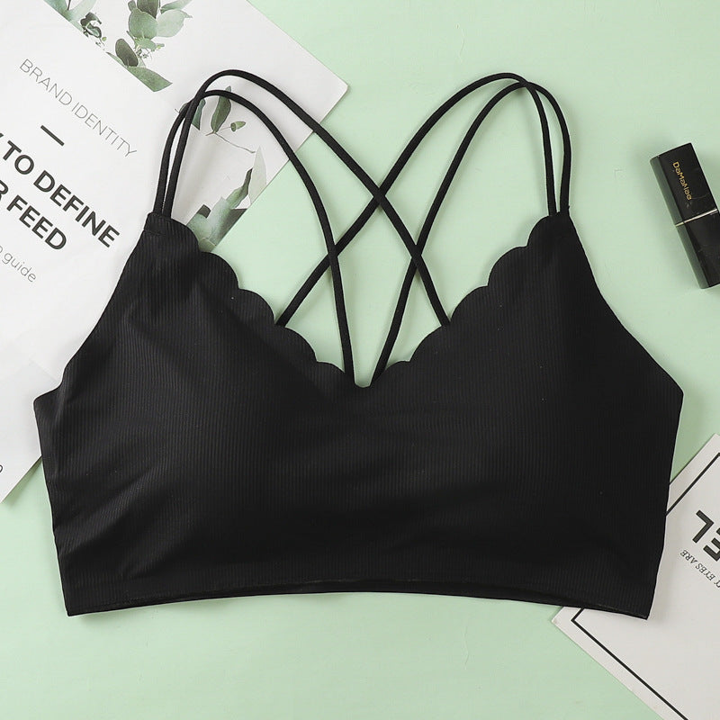 Women's Ice Silk Seamless Cross Back Tube Top Tanks Camis