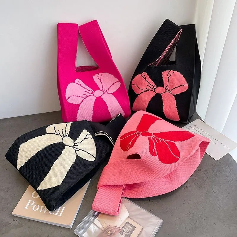 Slouchy Woolen Yarn Fashion Simple Bow Handbags
