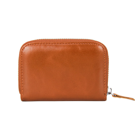 Women's & Men's & First Layer Oil Wax Cowhide Swiping Card Holder