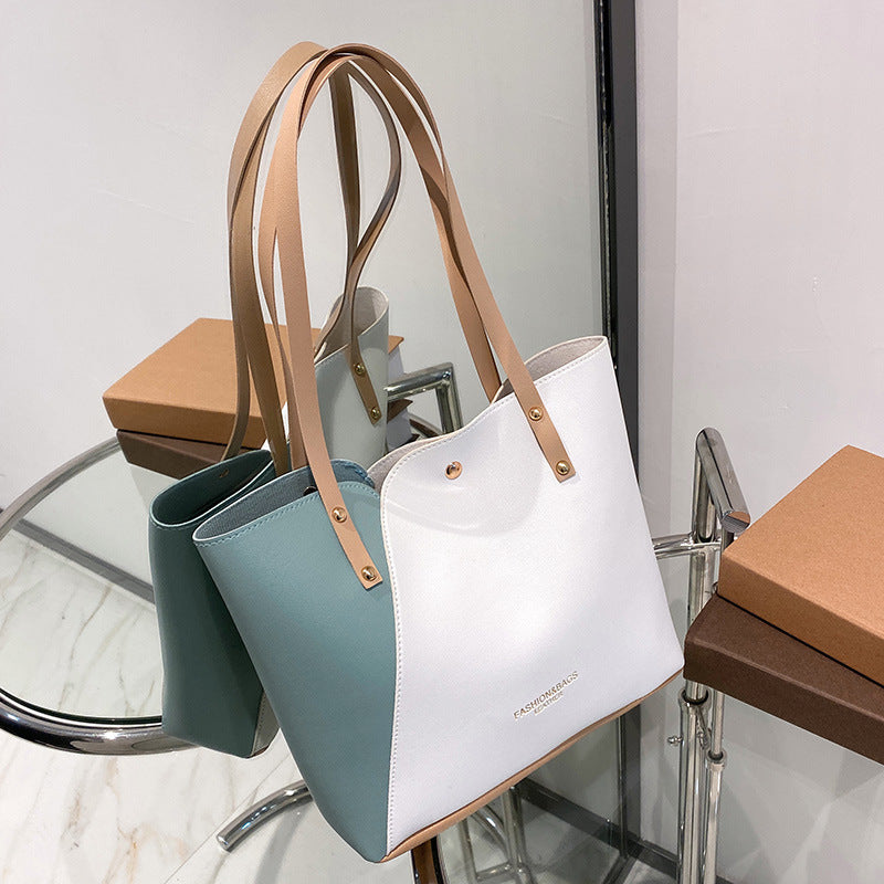 Women's Trendy Fashion Cool Contrast Color Tote Bags