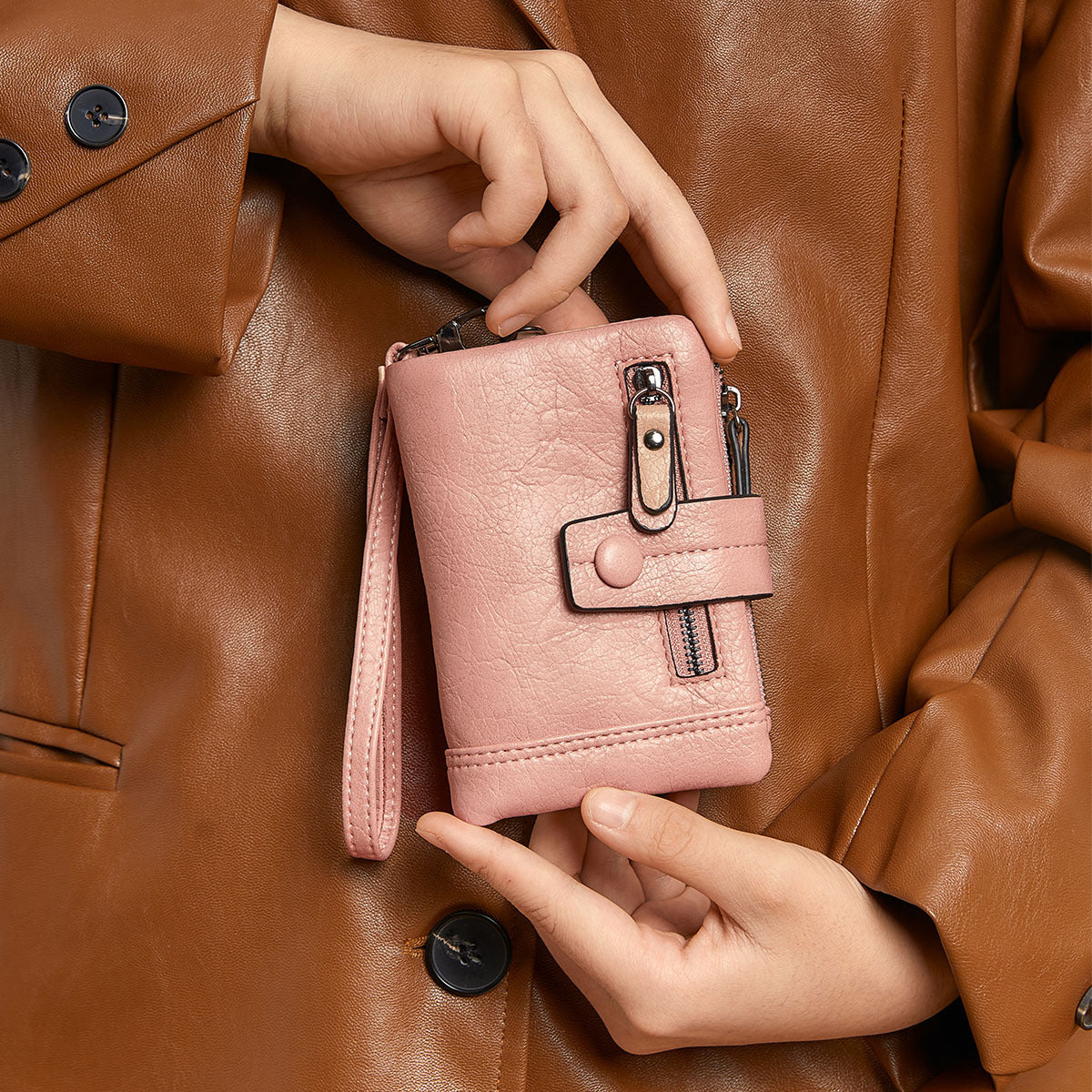 Women's Korean Fashion Zipper Hasp Clutch Coin Purses