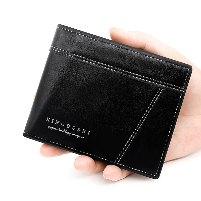 Men's Short Patchwork Hinge Multiple Slots Pocket Men's Wallets