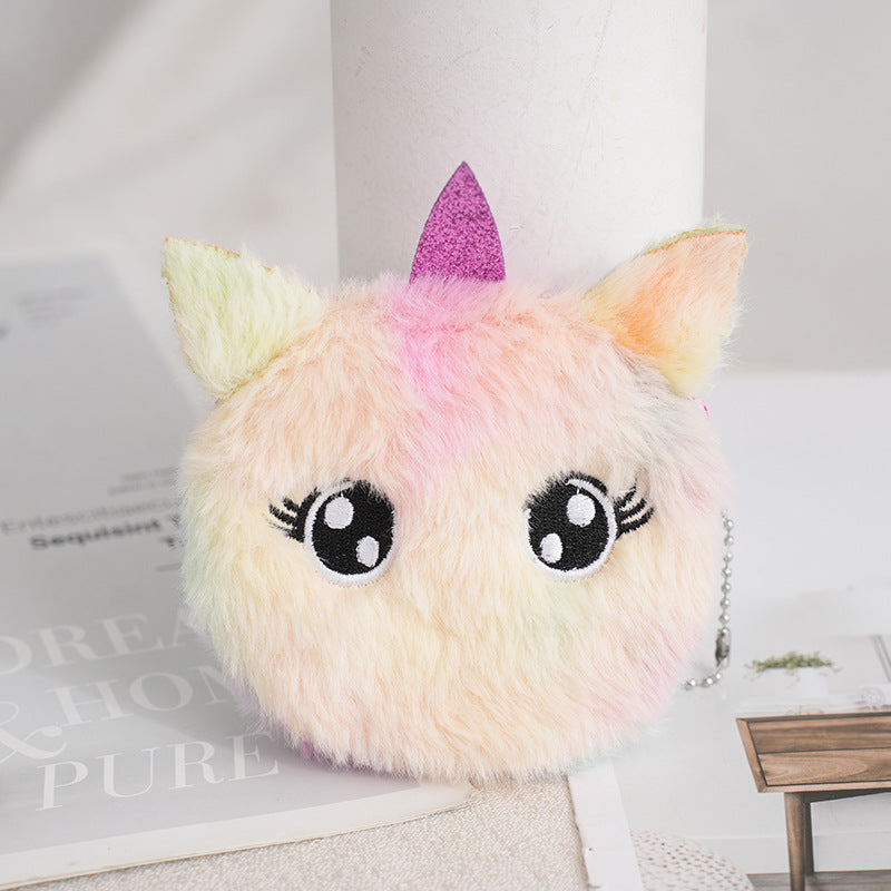 Children's Unicorn Plush Toy Portable Storage Earphone Purses