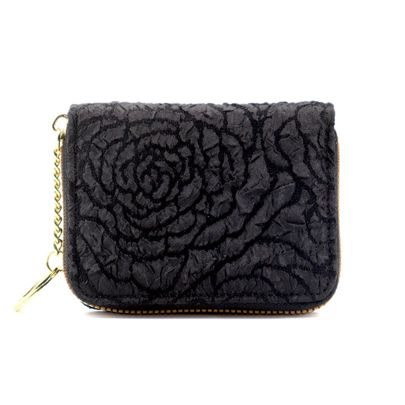 Women's Korean Style Flower Expanding Zipper Cover Card Holder