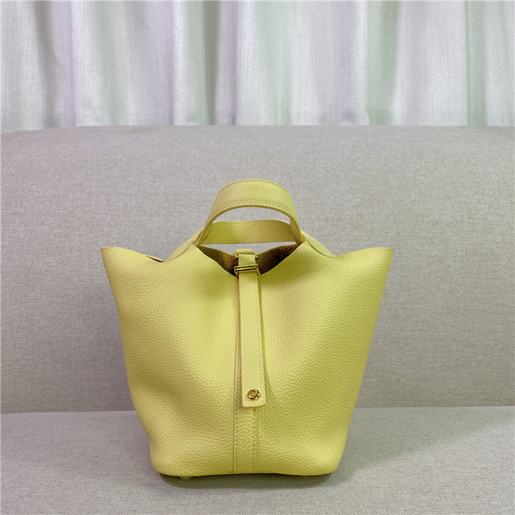 Women's Cowhide Lychee Pattern Vegetable Basket Handbags