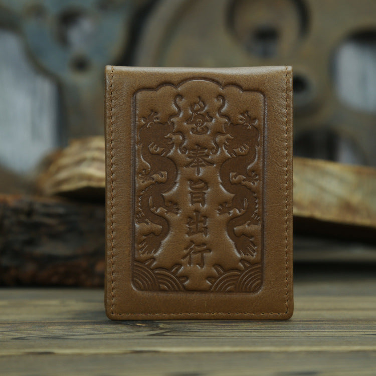 Vintage Distressed Oily First Layer Cowhide Card Holder