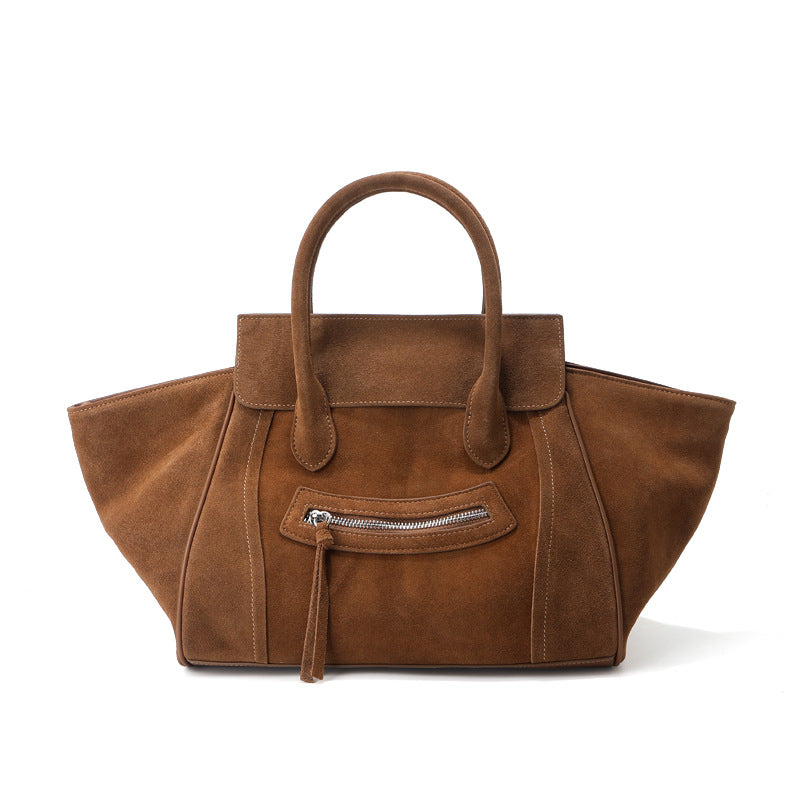 Women's Genuine Leather Smiling Face Frosted Cowhide Large Capacity Totes Commuter Women's Messenger Bag