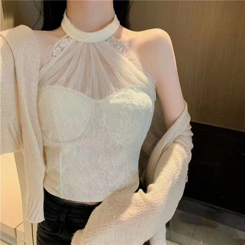 Women's Shaping Padded Pleated Suspender Vest Outer Tanks Camis
