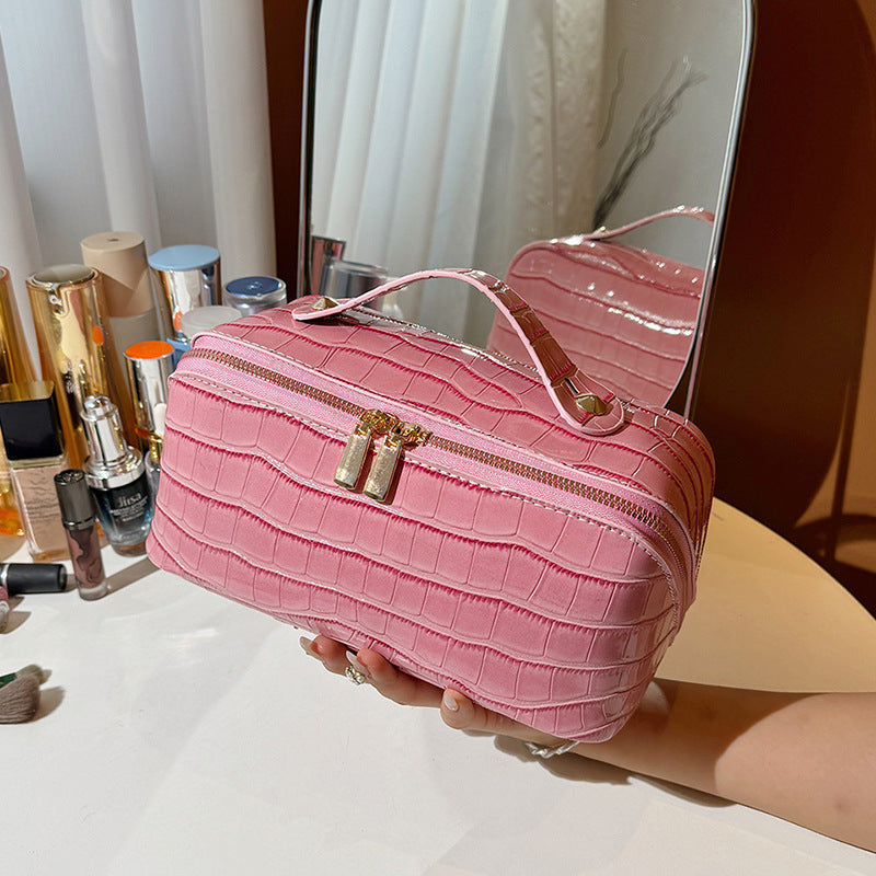 Leather High-grade Crocodile Pattern Cosmetics Storage Makeup Bag