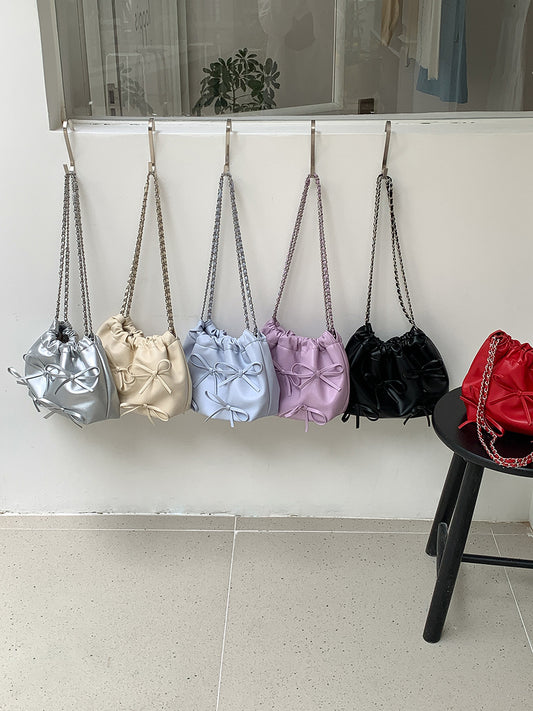Chain Female Niche Soft Leather Pleated Shoulder Bags