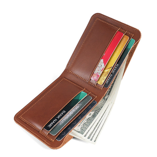 Men's Retro Crazy Horse Horizontal Distressed Money Men's Wallets