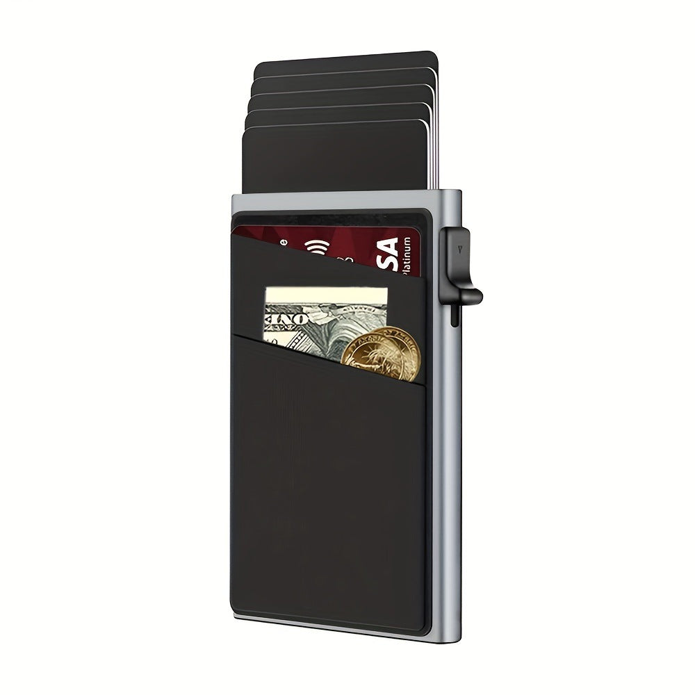 Double Bevel Back Sticker Swiping Aluminum Alloy Bank Card Holder